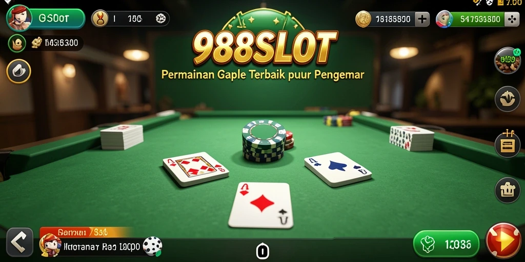 Tampilan utama gameplay Gaple di 988SLOT yang seru dan interaktif.