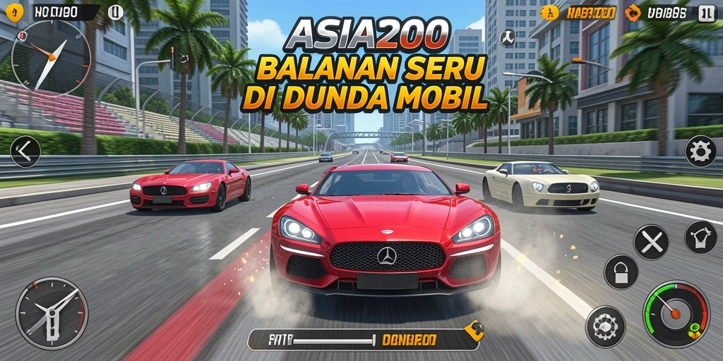 Tampilan gameplay balapan yang mendebarkan dari ASIA200.