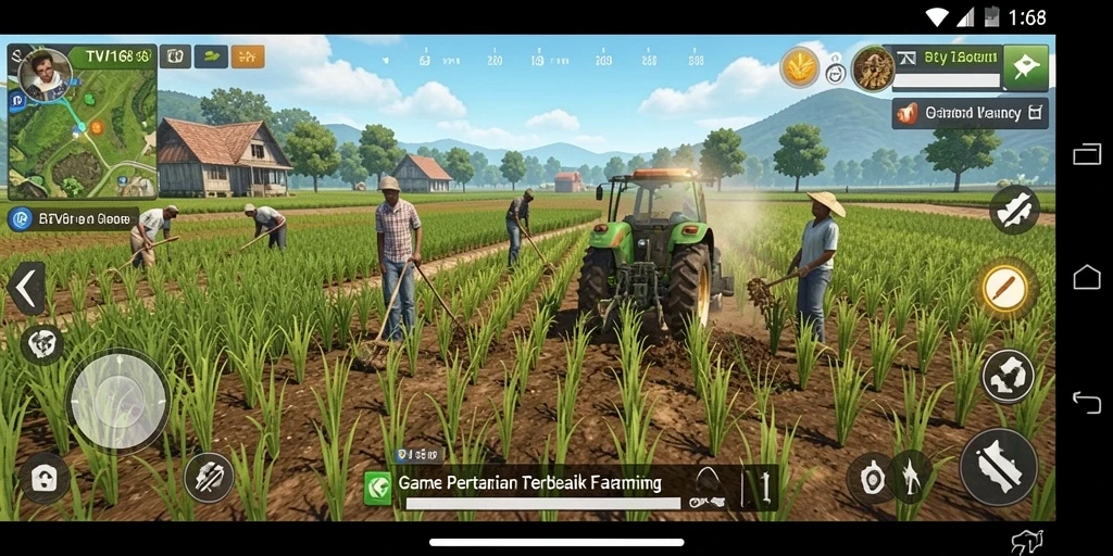 Screenshot gameplay BTV168 menampilkan tindakan menanam dan merawat tanaman.
