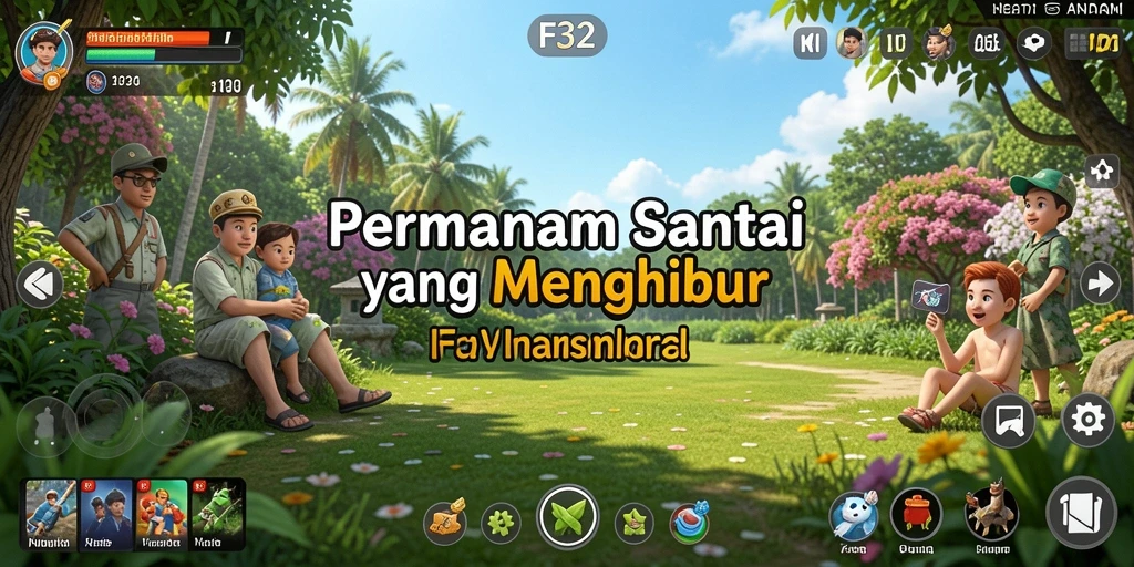 Tampilan gameplay F32 yang ceria dan penuh warna.