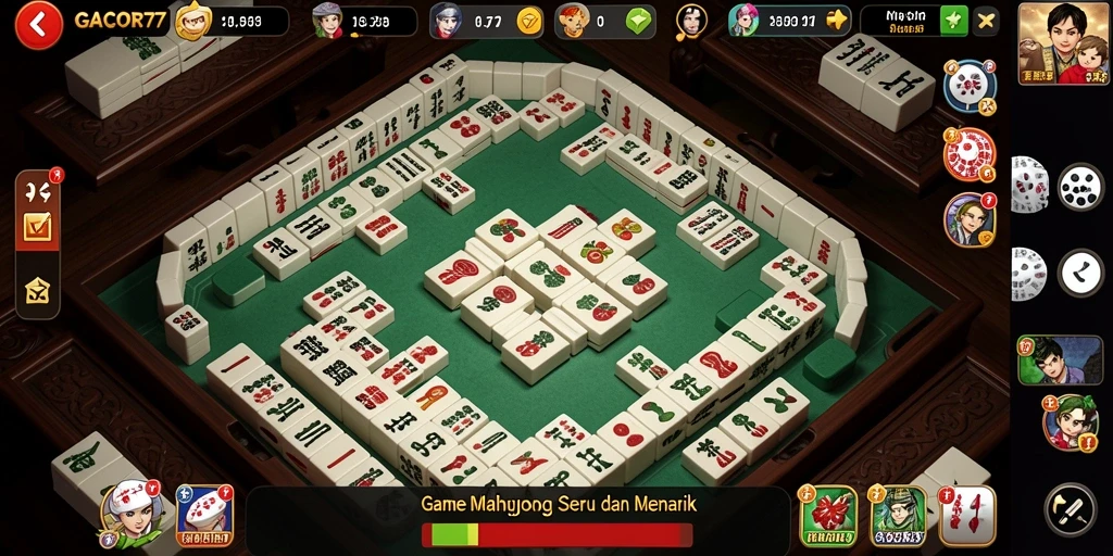 Tampilan gameplay Mahjong yang seru di GACOR77.