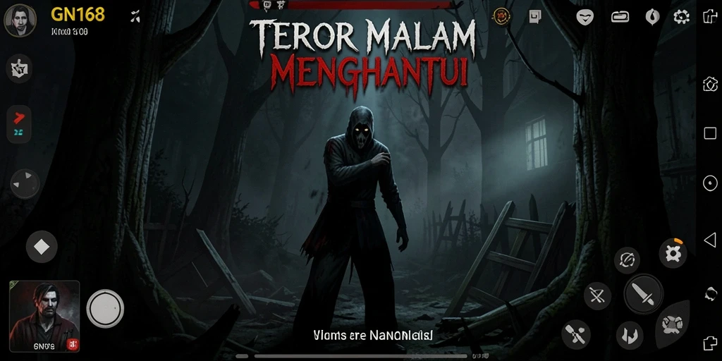 Tampilan gameplay menyeramkan di GN168 saat melawan kegelapan.