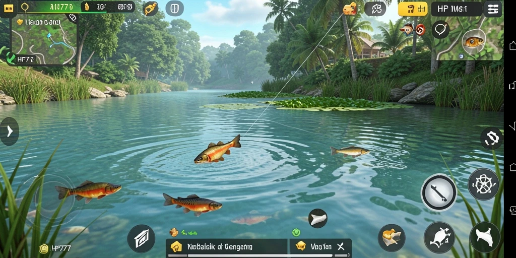 Tampilan gameplay HP777 yang menarik saat memancing ikan.