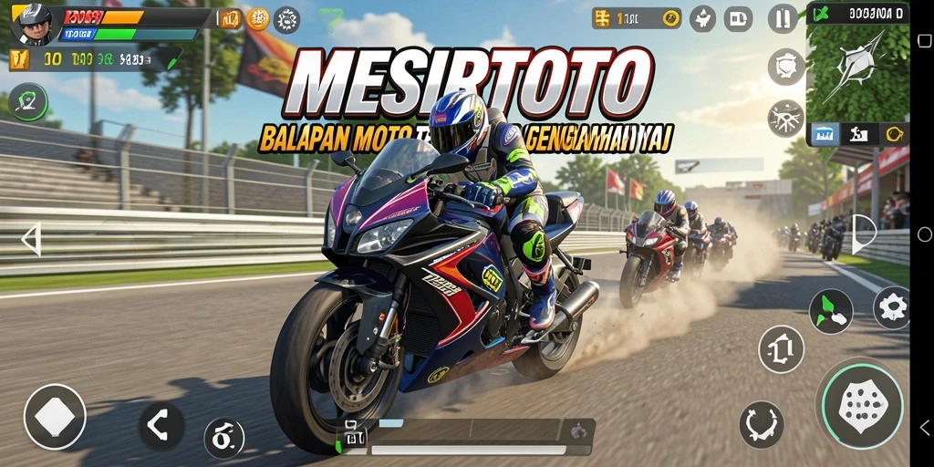 Tampilan gameplay balapan motor yang menegangkan di MESIRTOTO.