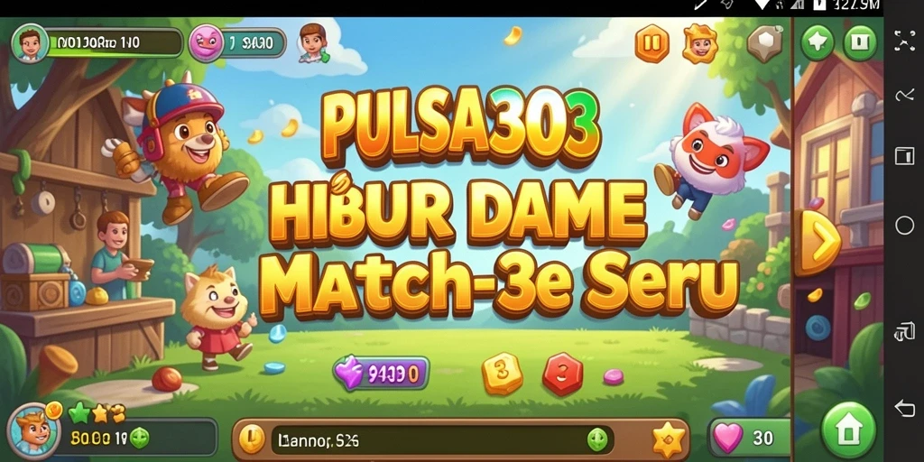 Gameplay seru PULSA303 dengan elemen-elemen pencocokan berwarna-warni.