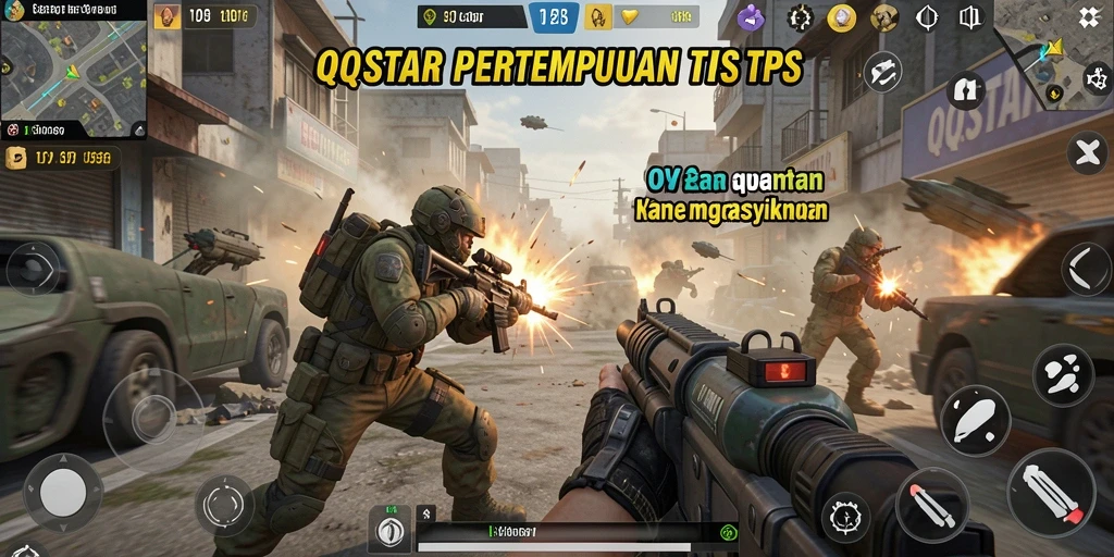 Screenshot QQSTAR menunjukkan aksi pertempuran seru dalam dunia TPS.