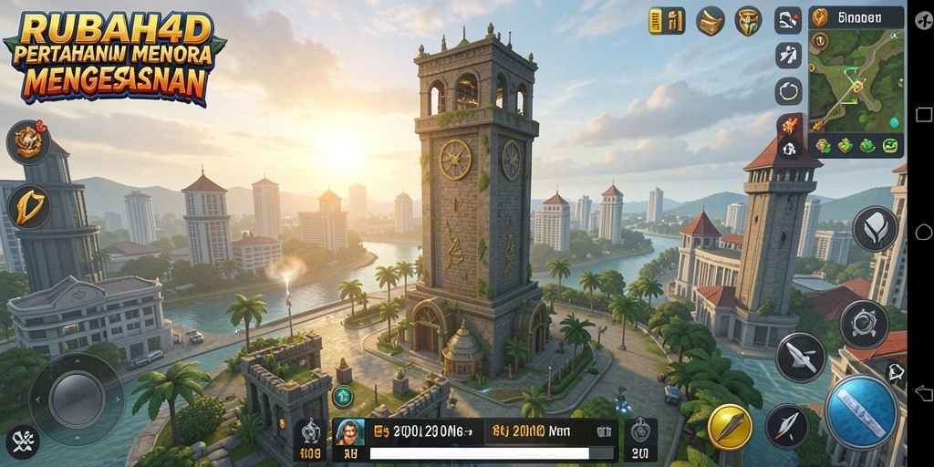 Screenshot menunjukkan aksi intens dalam gameplay Tower Defense RUBAH4D.