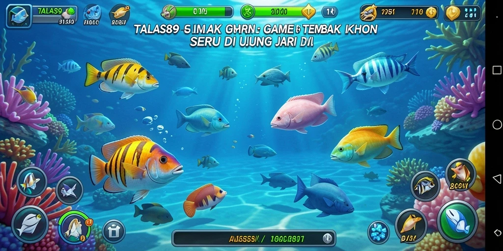 Tampilan gameplay TALAS89 yang seru saat menembak ikan.